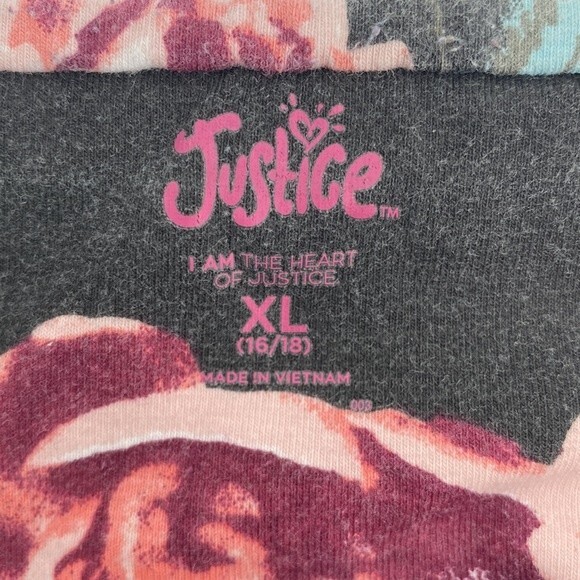 Lot of 2 Justice Full Length Leggings Floral Spellout Leg Girls XL 16/18 - Picture 6 of 7